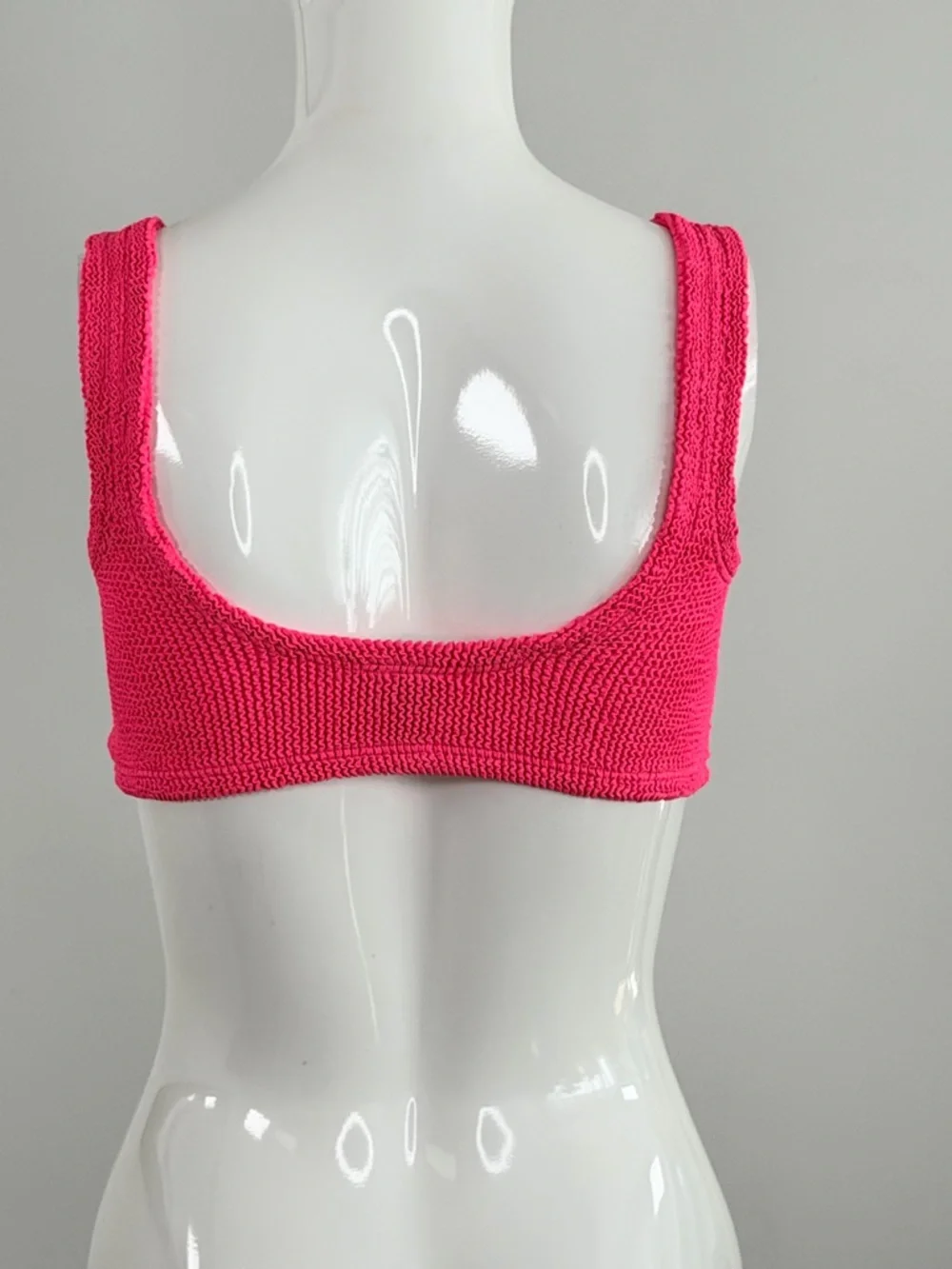 HUNZA G Juno Twist Front Bikini Top in Hot Pink